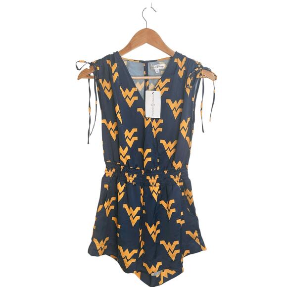 Stewart Simmons WVU Mountaineers Romper Women’s Small Blue Gold Game Day - NWT - Picture 10 of 13